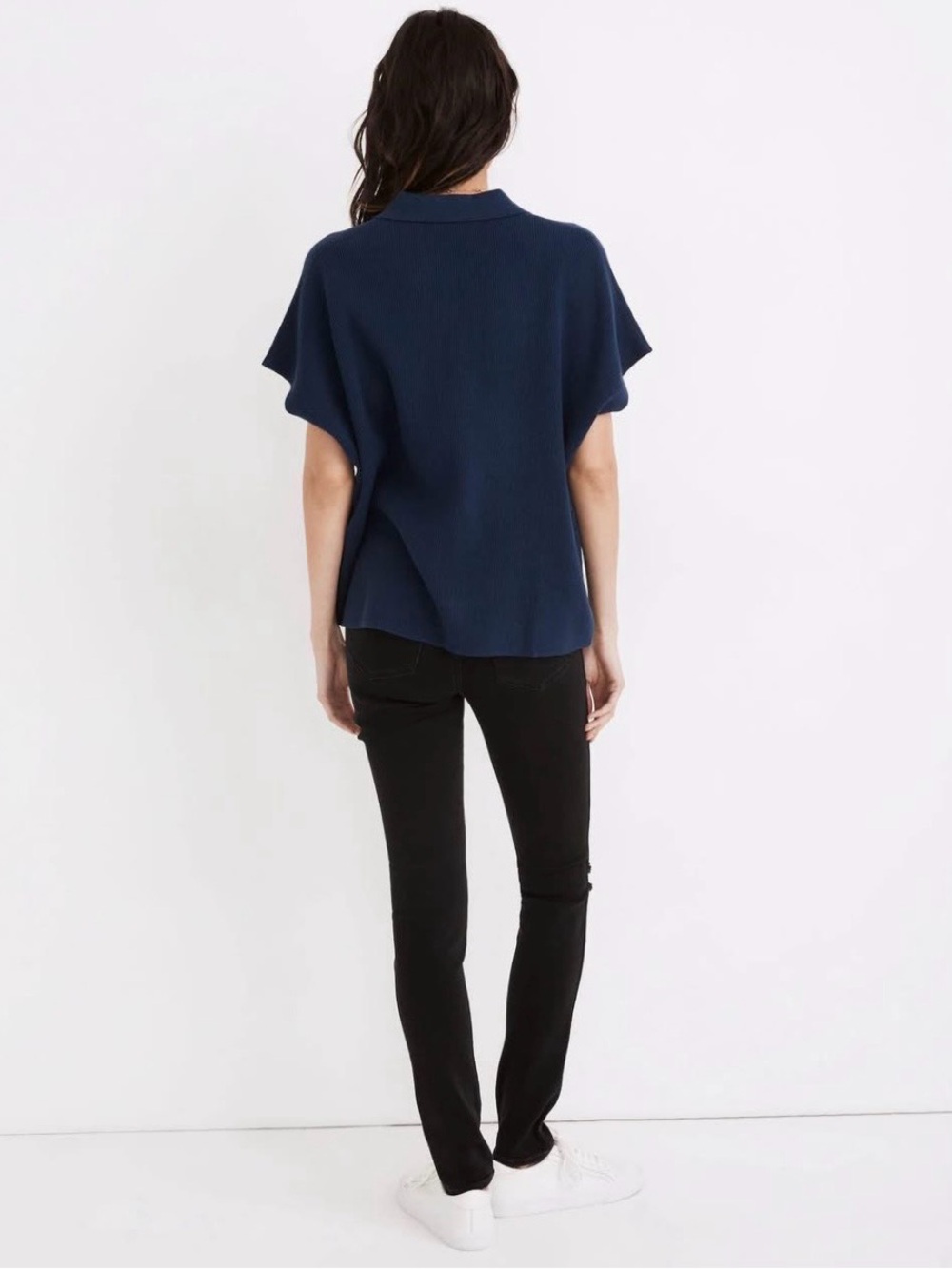 Madewell Navy Irwin Polo Sweater Tee - Picture 6 of 7